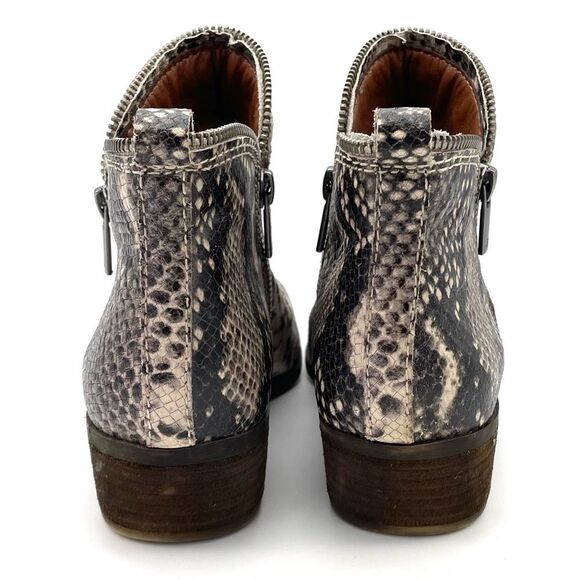Lucky Brand Bartalino Booties Gray Snakeprint Embossed Leather Boots Size 9.5 - Picture 10 of 16
